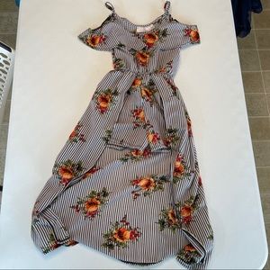 Floral And Stripped Off The Shoulder Strap Skort Dress size 7